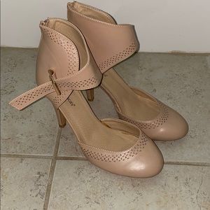 Nude closed toe heels